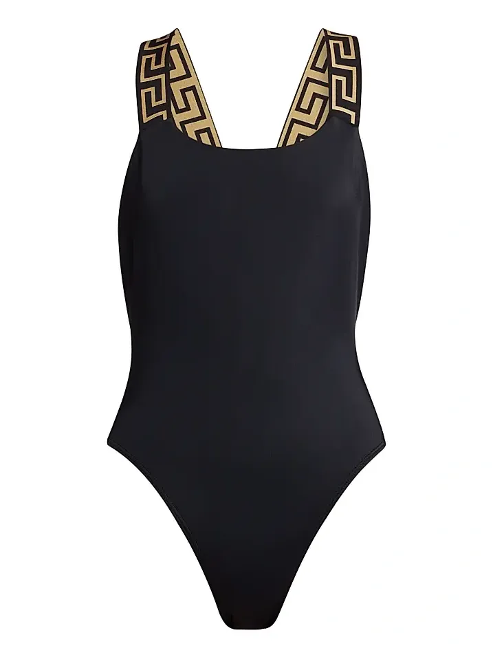 Women's Greek Key Strap One-Piece Swimsuit Women's Greek Key Strap One-Piece Swimsuit