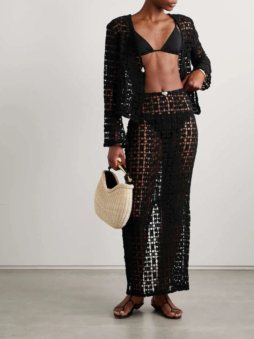 SARA CRISTINA Sun Embellished Crocheted Cotton Maxi Skirt | Thumbnail 2 SARA CRISTINA Sun Embellished Crocheted Cotton Maxi Skirt | Thumbnail 2