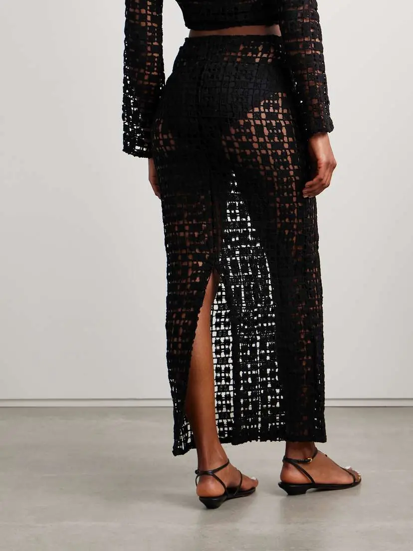 SARA CRISTINA Sun Embellished Crocheted Cotton Maxi Skirt | Thumbnail 3 SARA CRISTINA Sun Embellished Crocheted Cotton Maxi Skirt | Thumbnail 3