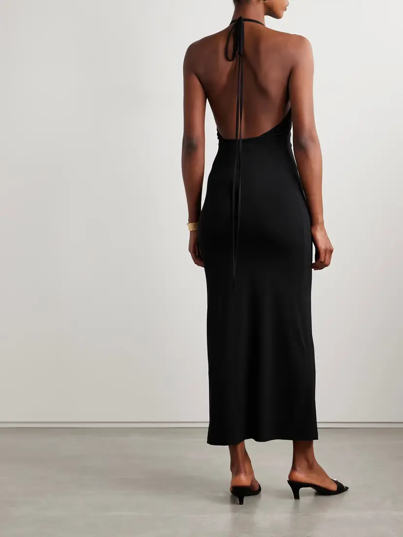 SARA CRISTINA Orchid Embellished Stretch-jersey Halterneck Maxi Dress | Thumbnail 3 SARA CRISTINA Orchid Embellished Stretch-jersey Halterneck Maxi Dress | Thumbnail 3