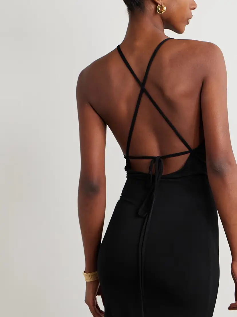 SARA CRISTINA Orchid Embellished Stretch-jersey Halterneck Maxi Dress | Thumbnail 5 SARA CRISTINA Orchid Embellished Stretch-jersey Halterneck Maxi Dress | Thumbnail 5