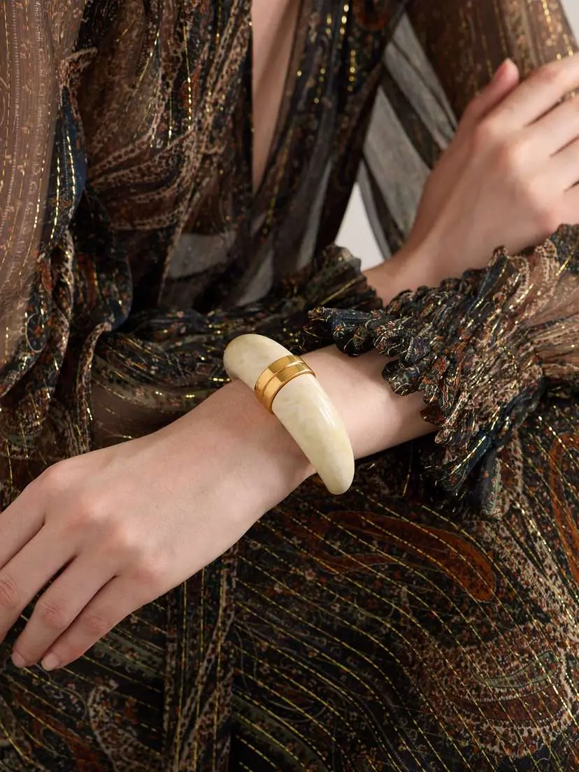 Saint Laurent Gold-tone And Resin Cuff | Thumbnail 2 Saint Laurent Gold-tone And Resin Cuff | Thumbnail 2