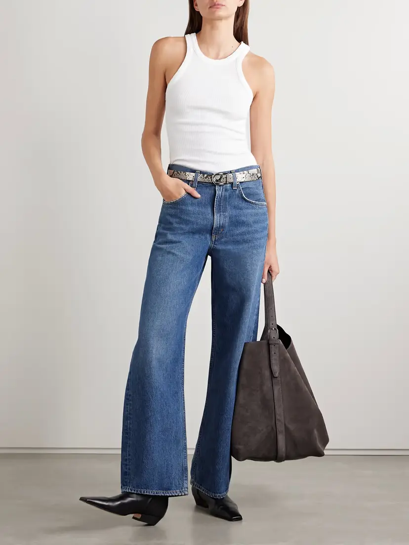 AGOLDE Rayne Ribbed Stretch Organic Cotton And Lyocell-blend Jersey Tank | Thumbnail 2