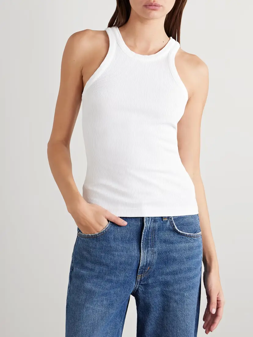 AGOLDE Rayne Ribbed Stretch Organic Cotton And Lyocell-blend Jersey Tank | Thumbnail 3