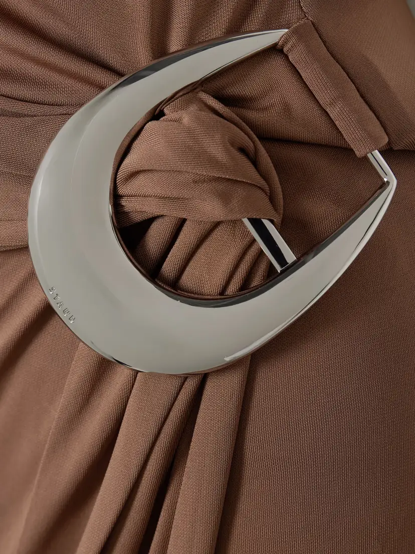 Staud Talia Buckled Ruched Jersey Midi Dress | Thumbnail 4 Staud Talia Buckled Ruched Jersey Midi Dress | Thumbnail 4