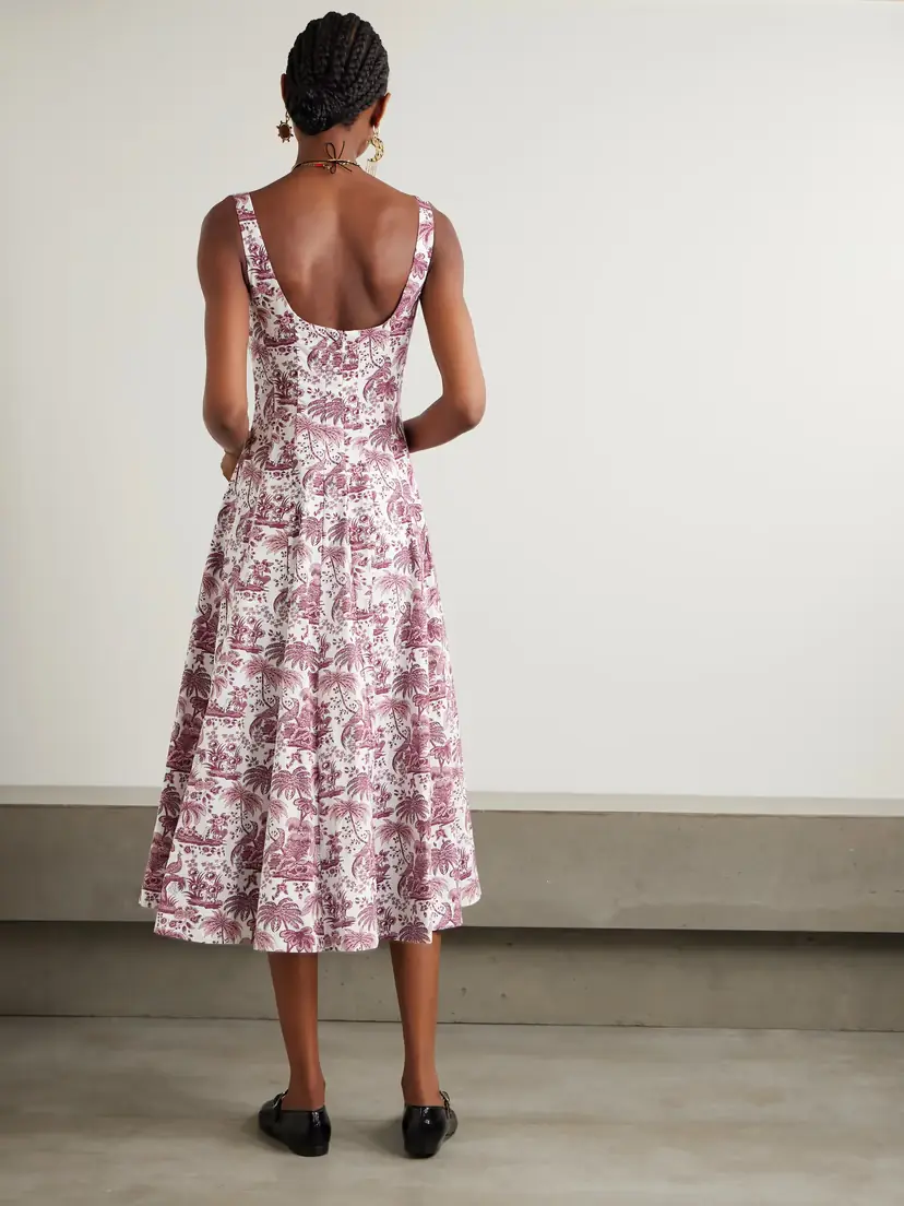Staud Wells Pleated Printed Cotton-blend Poplin Midi Dress | Thumbnail 3