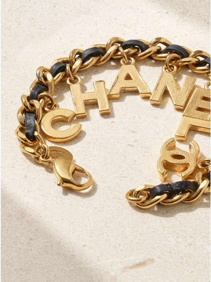 Vintage Chanel plated And Leather Bracelet | Thumbnail 3 Vintage Chanel plated And Leather Bracelet | Thumbnail 3