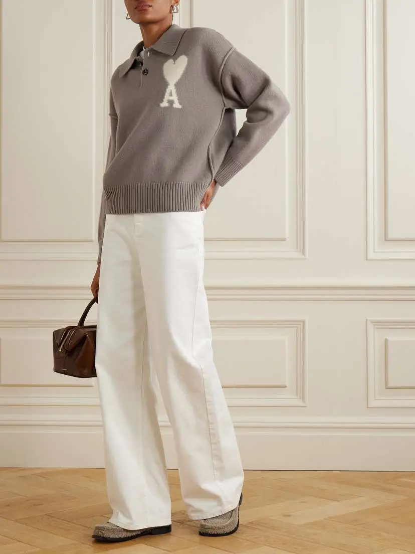 AMI PARIS Intarsia Wool Polo Sweater | Thumbnail 2