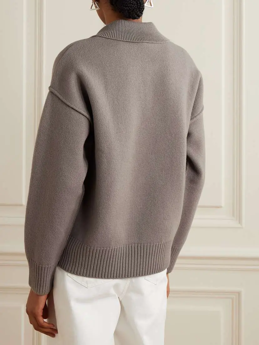 AMI PARIS Intarsia Wool Polo Sweater | Thumbnail 3