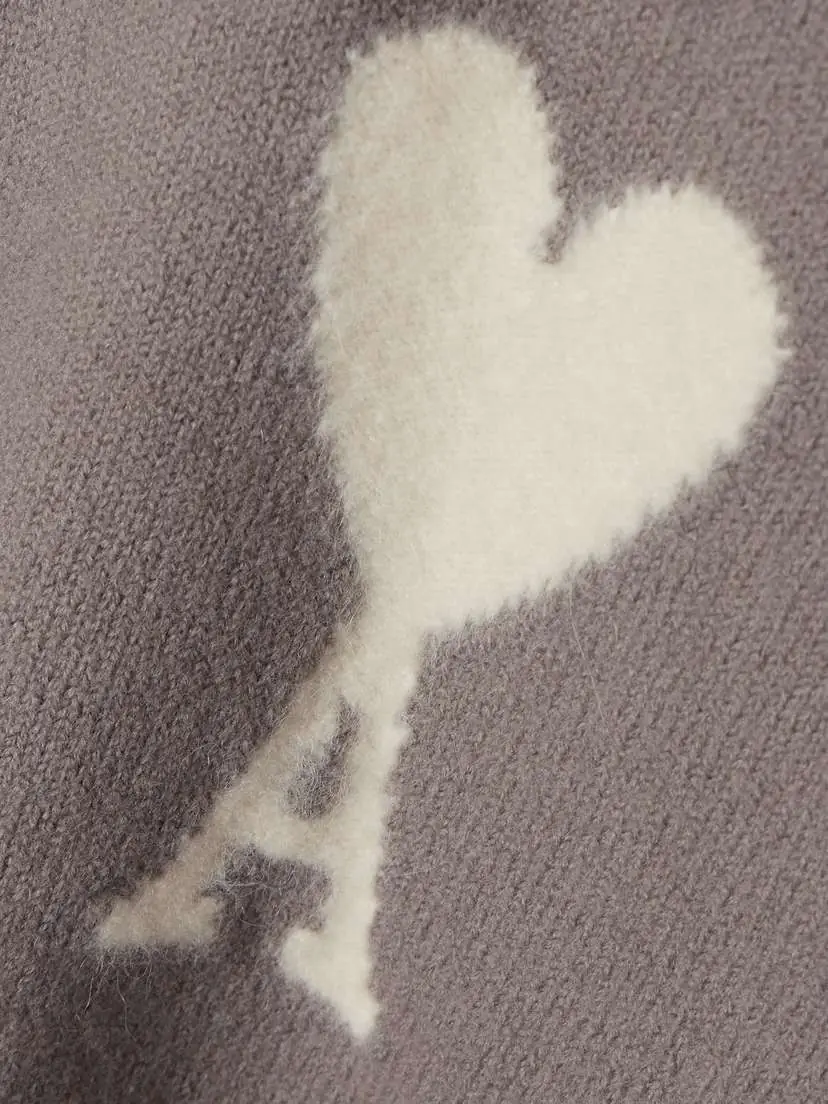 AMI PARIS Intarsia Wool Polo Sweater | Thumbnail 4