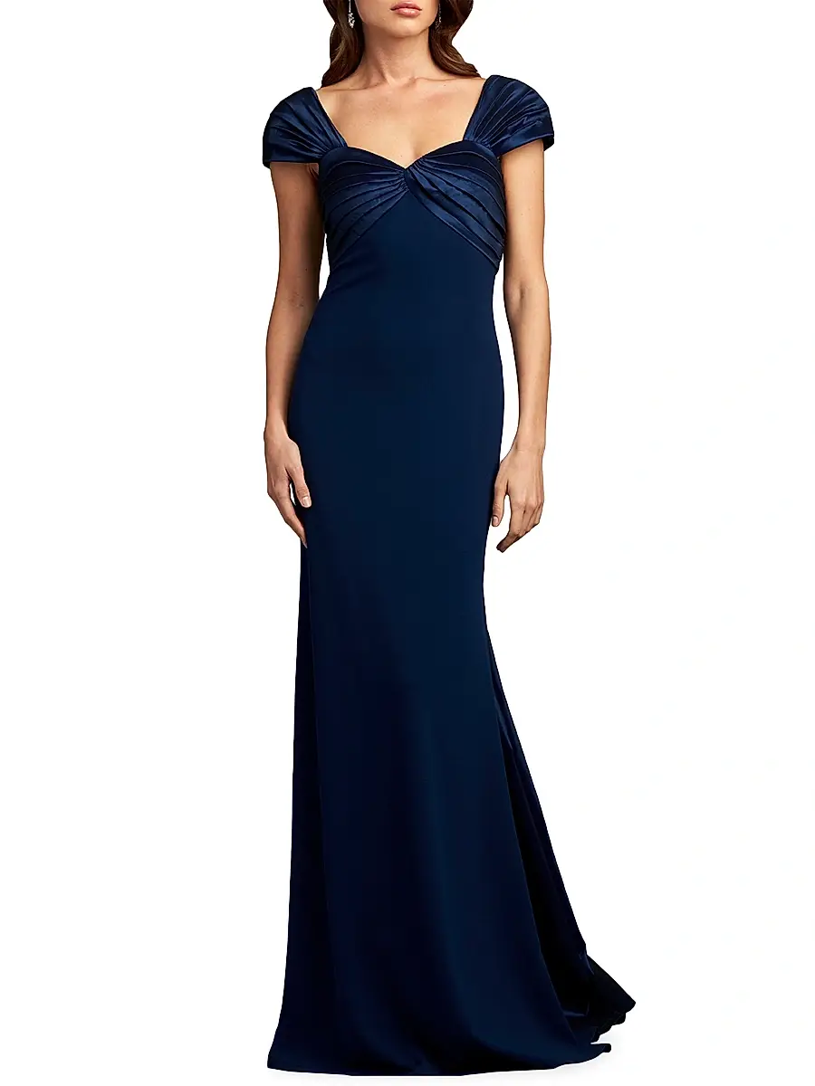 Tadashi Shoji Women's Short-Sleeve Crepe Gown | Thumbnail 3 Tadashi Shoji Women's Short-Sleeve Crepe Gown | Thumbnail 3