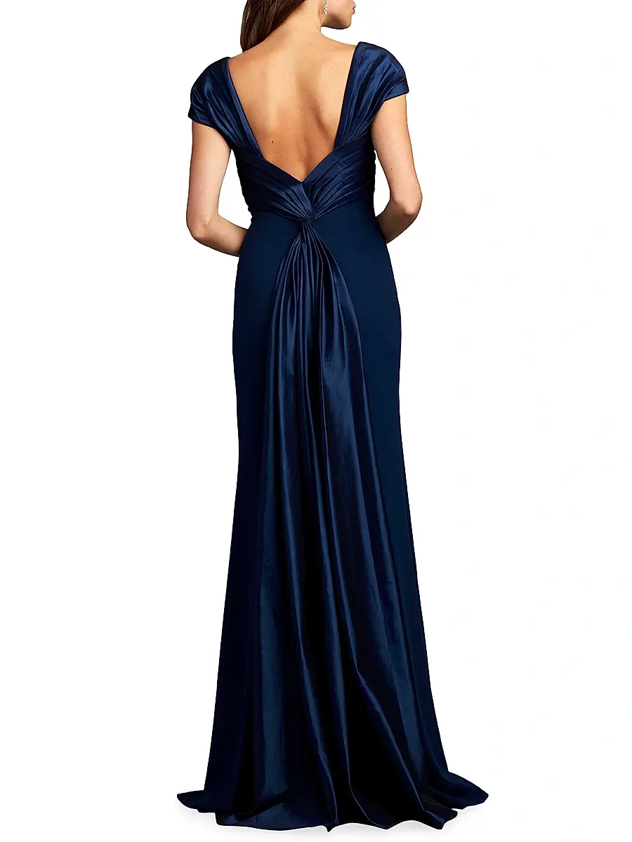Tadashi Shoji Women's Short-Sleeve Crepe Gown | Thumbnail 4 Tadashi Shoji Women's Short-Sleeve Crepe Gown | Thumbnail 4