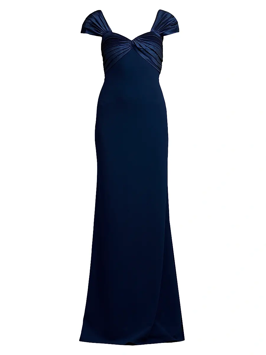 Tadashi Shoji Women's Short-Sleeve Crepe Gown