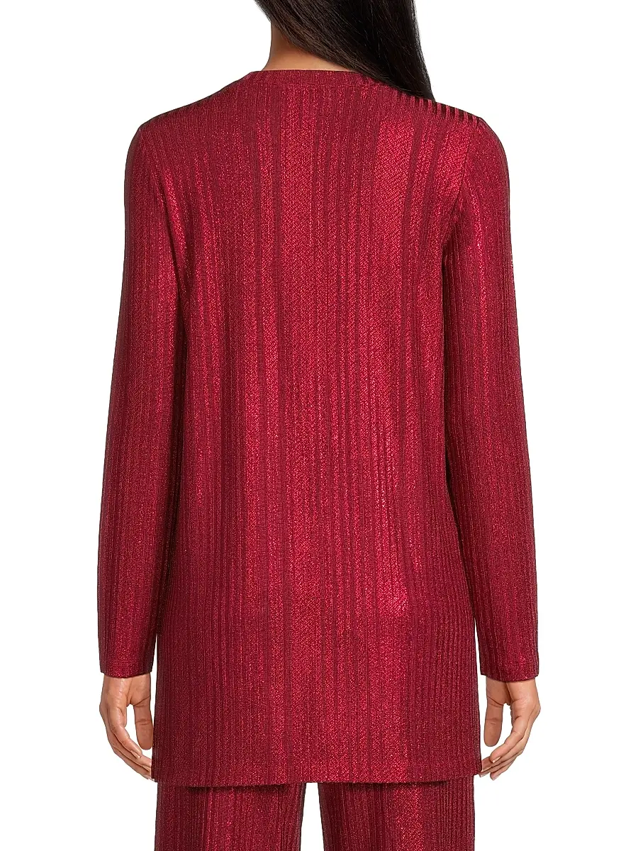 Johnny Was Women's Jenna Metallic Rib-Knit Crewneck Tunic - Savvy Red | Thumbnail 5 Johnny Was Women's Jenna Metallic Rib-Knit Crewneck Tunic - Savvy Red | Thumbnail 5