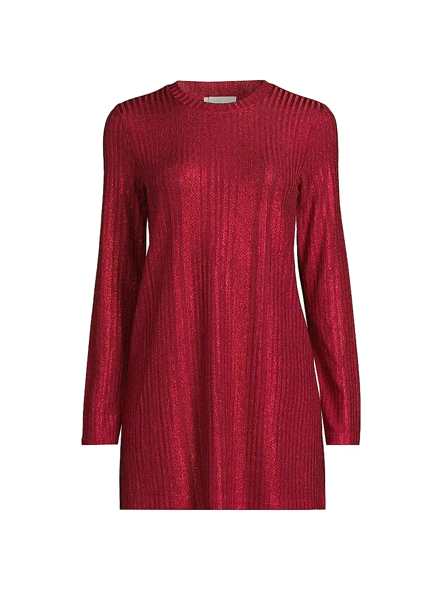 Johnny Was Women's Jenna Metallic Rib-Knit Crewneck Tunic - Savvy Red | Thumbnail 1 Johnny Was Women's Jenna Metallic Rib-Knit Crewneck Tunic - Savvy Red | Thumbnail 1