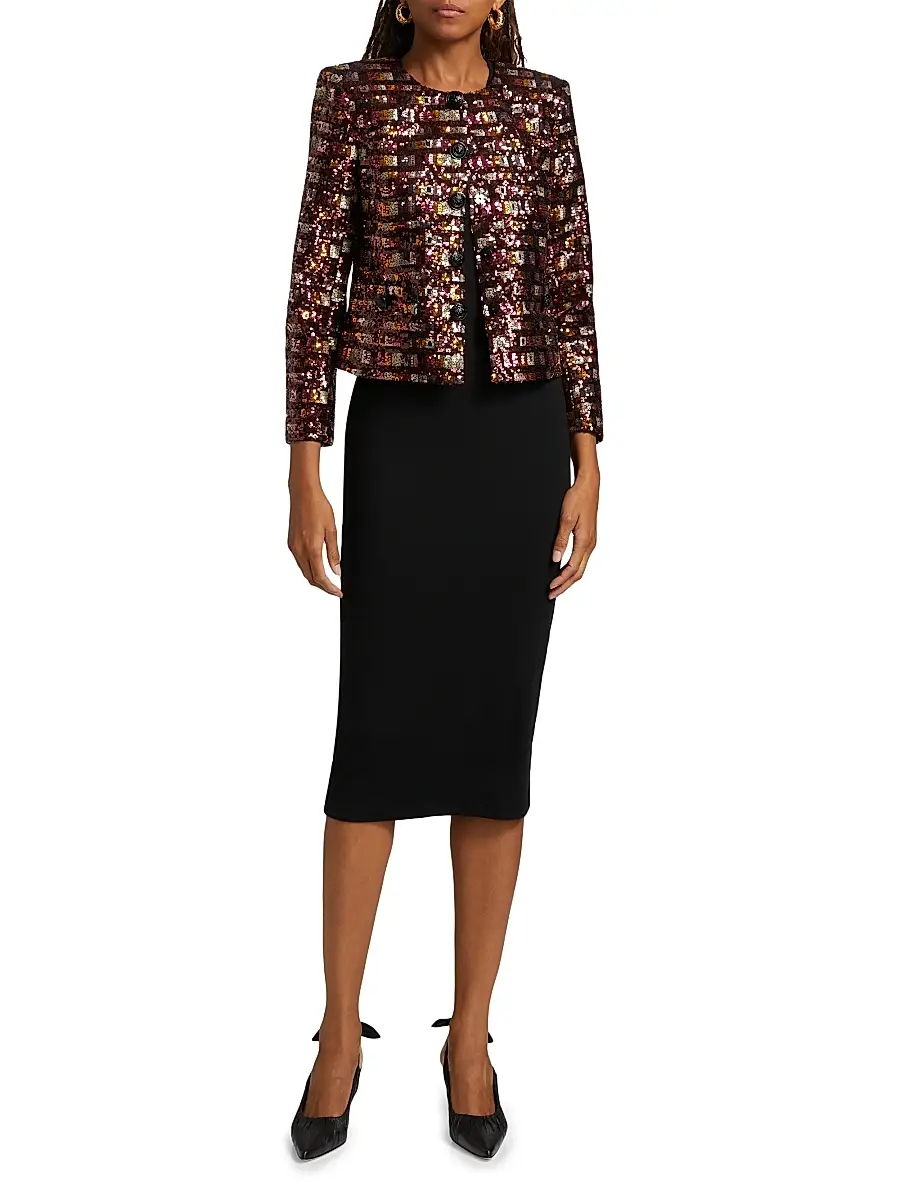 L'AGENCE Women's Caprina Sequined Jacket - Wisteria Desert Clay Sequin | Thumbnail 2