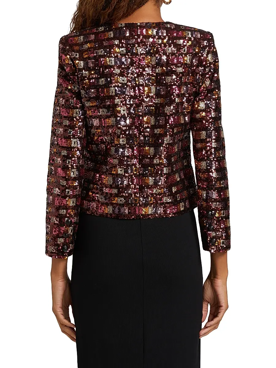 L'AGENCE Women's Caprina Sequined Jacket - Wisteria Desert Clay Sequin | Thumbnail 5