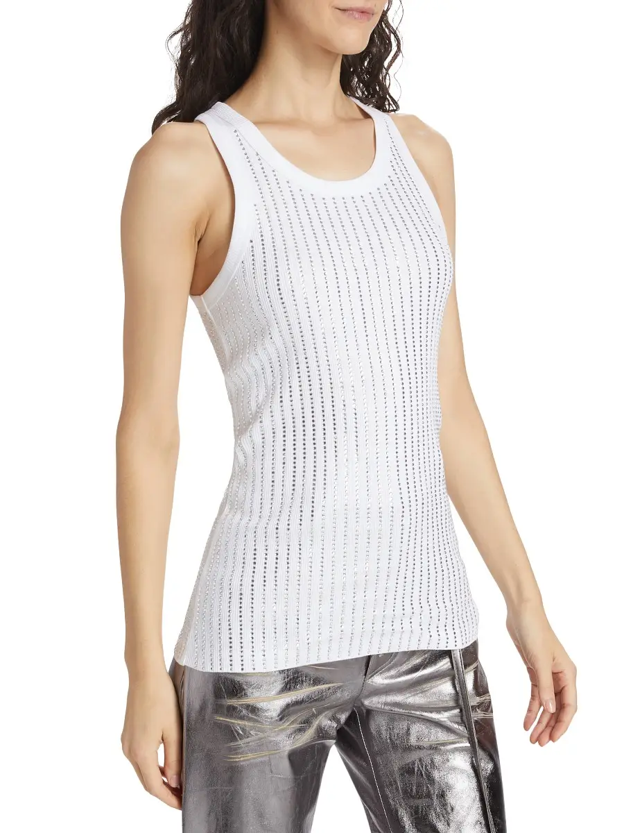 The Attico Women's Sequin Tank Top - White | Thumbnail 3