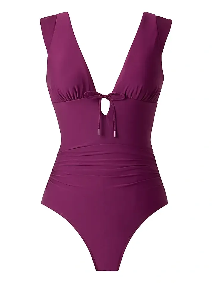 Women's Solids Dash Plunging V-Neck One-Piece Swimsuit - Boy'senberry