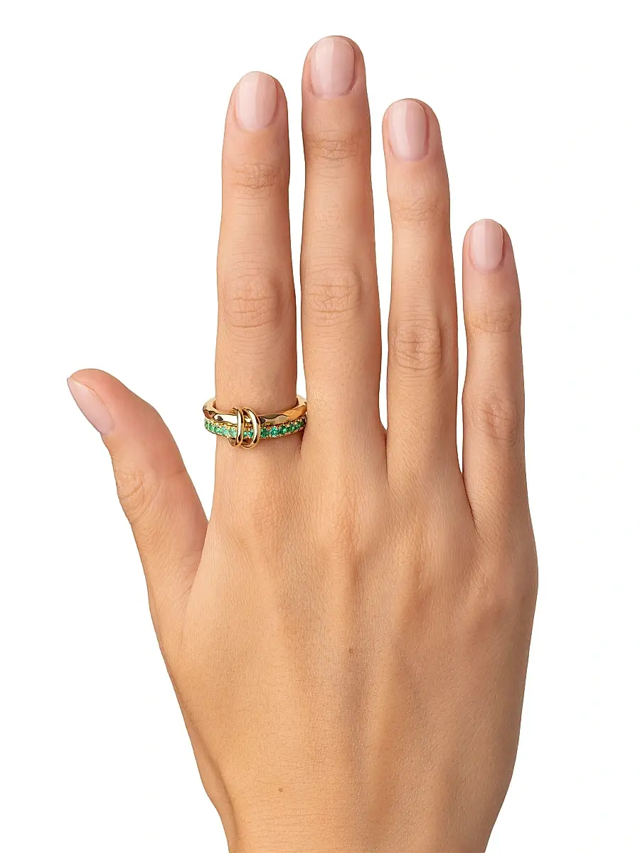 Spinelli Kilcollin Women's Vetra Vulcan 18K Yellow Gold & Gemstone Double-Band Ring - Emerald | Thumbnail 2 Spinelli Kilcollin Women's Vetra Vulcan 18K Yellow Gold & Gemstone Double-Band Ring - Emerald | Thumbnail 2