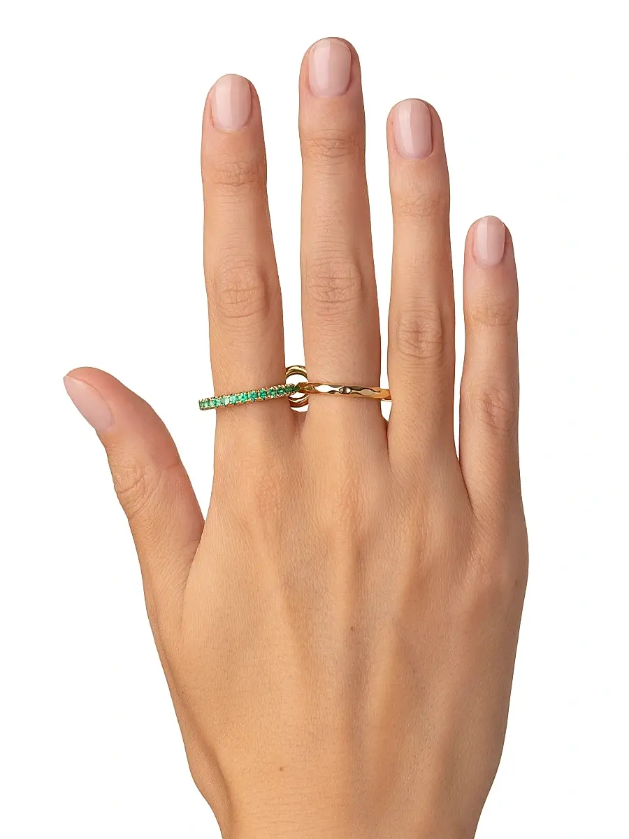 Spinelli Kilcollin Women's Vetra Vulcan 18K Yellow Gold & Gemstone Double-Band Ring - Emerald | Thumbnail 3 Spinelli Kilcollin Women's Vetra Vulcan 18K Yellow Gold & Gemstone Double-Band Ring - Emerald | Thumbnail 3