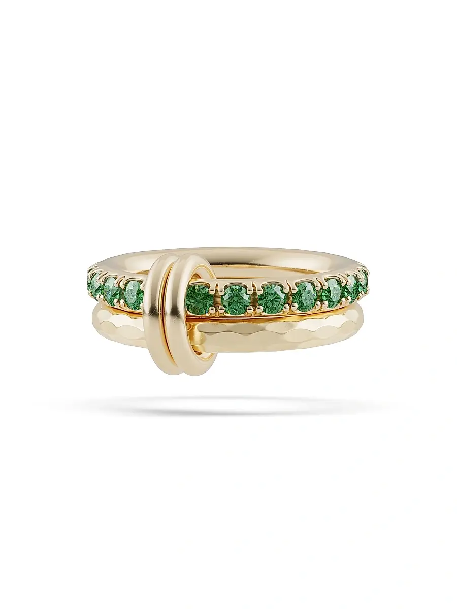 Spinelli Kilcollin Women's Vetra Vulcan 18K Yellow Gold & Gemstone Double-Band Ring - Emerald | Thumbnail 1 Spinelli Kilcollin Women's Vetra Vulcan 18K Yellow Gold & Gemstone Double-Band Ring - Emerald | Thumbnail 1