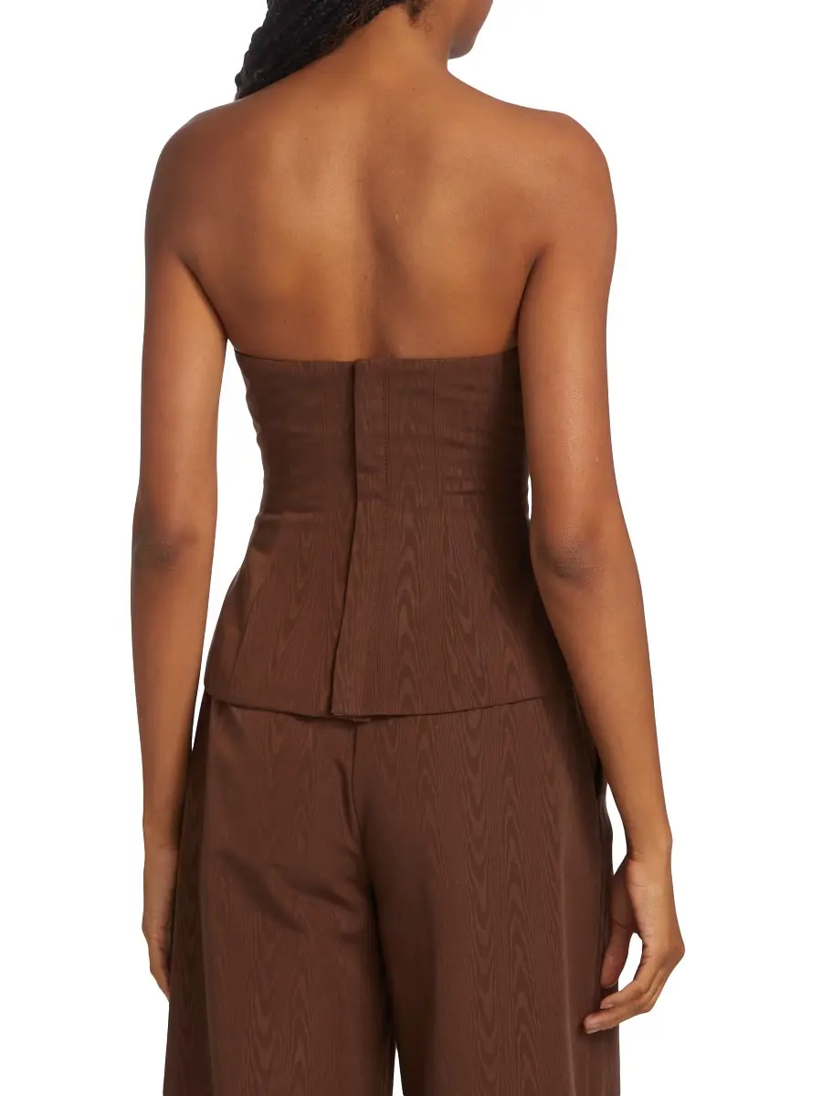 Staud Women's Woodgrain Strapless Top - Chocolate | Thumbnail 4
