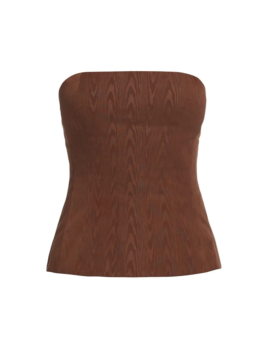Staud Women's Woodgrain Strapless Top - Chocolate | Thumbnail 7