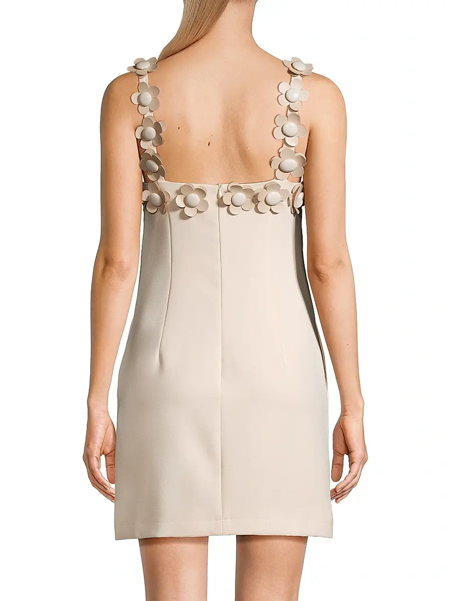 stellah Women's Flower-Embellished Crepe Minidress - Cream | Thumbnail 5