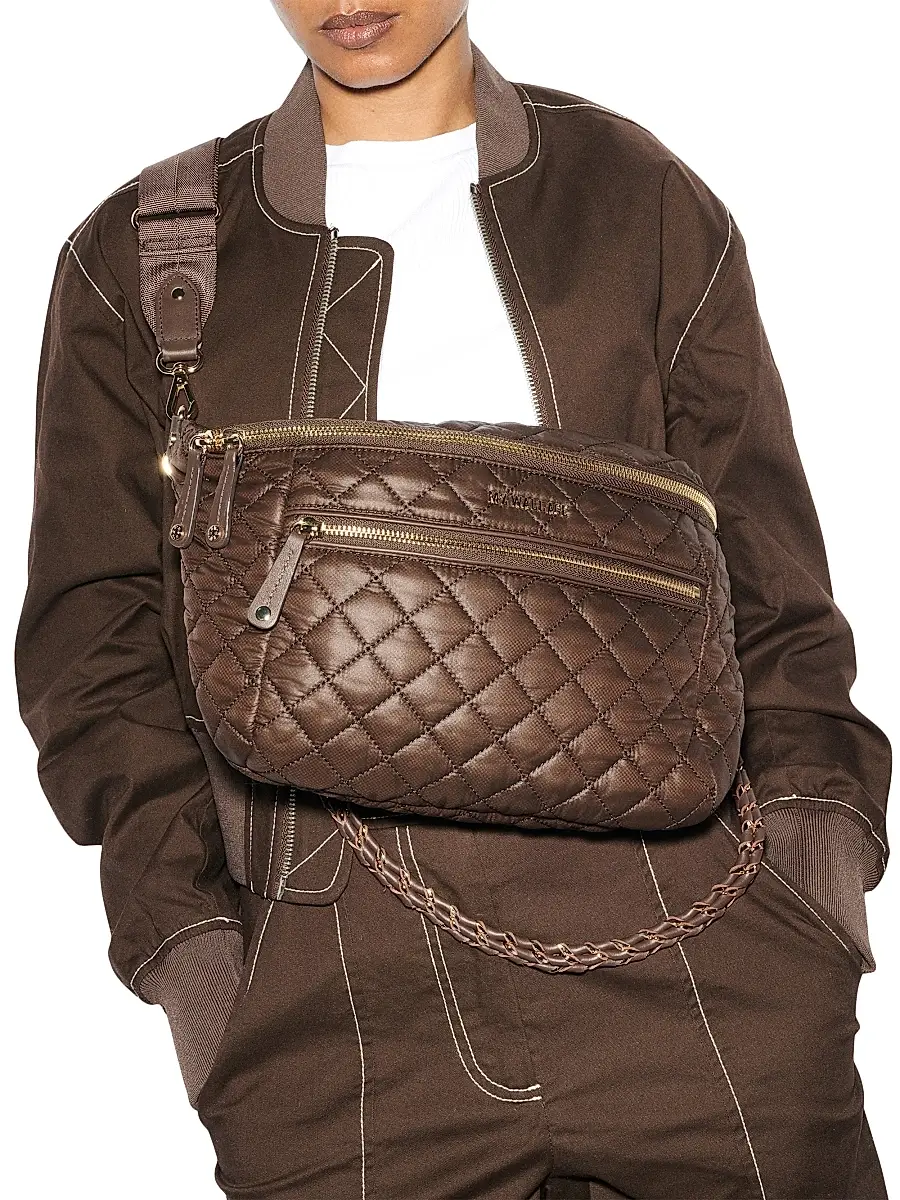 MZ Wallace Women's Crosby Nylon & Leather Crossbody Sling Bag - Walnut | Thumbnail 2 MZ Wallace Women's Crosby Nylon & Leather Crossbody Sling Bag - Walnut | Thumbnail 2