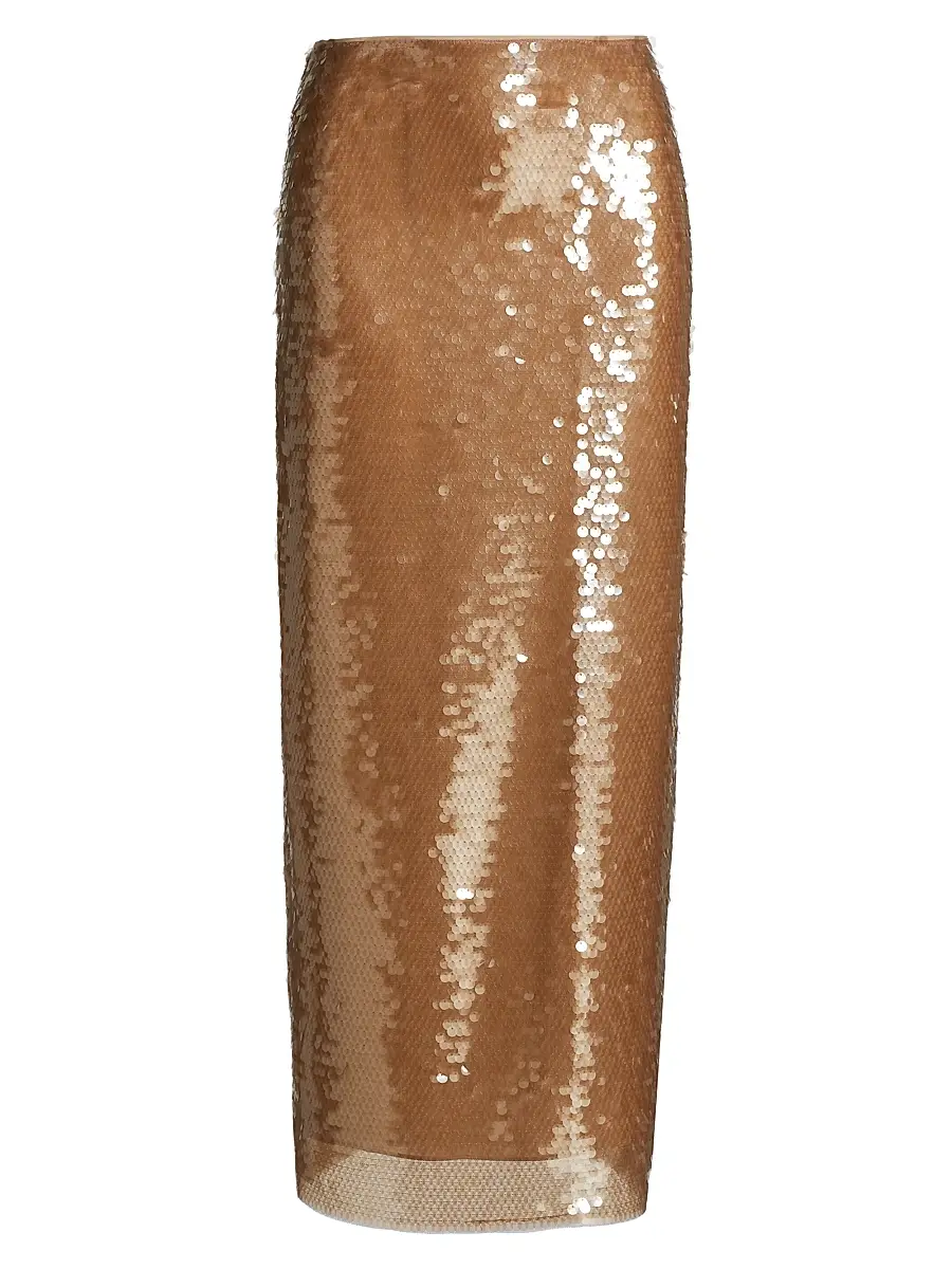 Tanya Taylor Women's Kiah Sequined Midi-Skirt - Praline | Image 1 Tanya Taylor Women's Kiah Sequined Midi-Skirt - Praline | Image 1