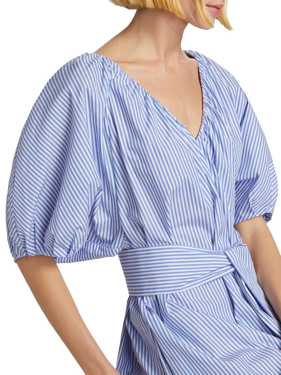 Mara Hoffman Women's Alora Cotton Puff-Sleeve Midi-Dress - Blue White | Thumbnail 6