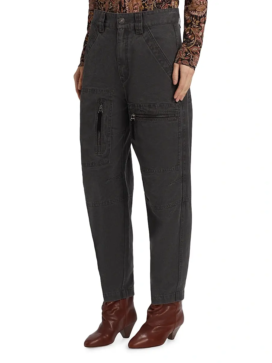 Isabel Marant Étoile Women's Kelyane High-Rise Pants - Faded Black | Thumbnail 4 Isabel Marant Étoile Women's Kelyane High-Rise Pants - Faded Black | Thumbnail 4