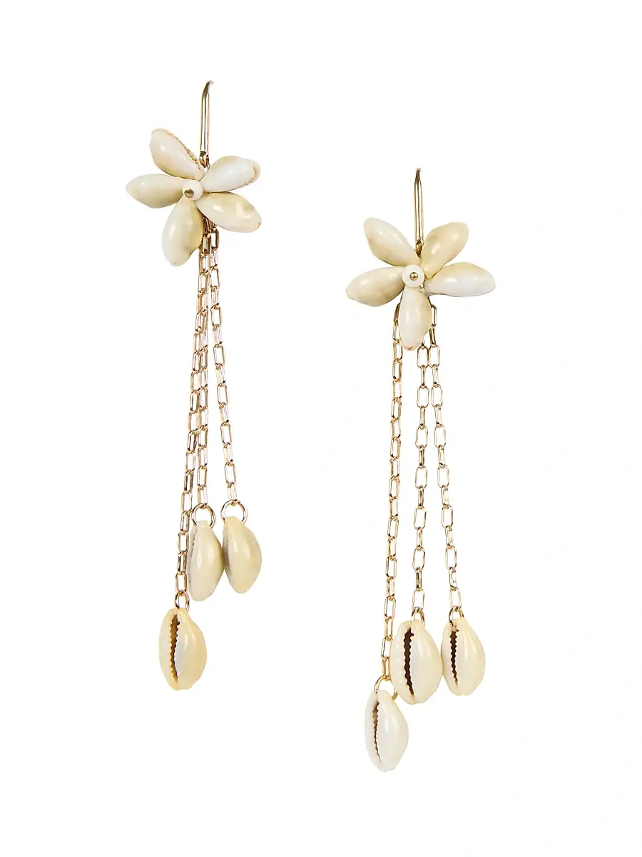 Isabel Marant Women's Goldtone & Seashell Chain Drop Earrings - Ecru | Thumbnail 2 Isabel Marant Women's Goldtone & Seashell Chain Drop Earrings - Ecru | Thumbnail 2