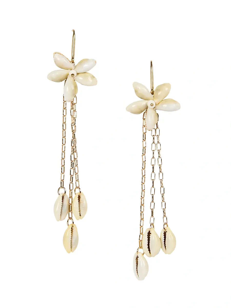Isabel Marant Women's Goldtone & Seashell Chain Drop Earrings - Ecru | Thumbnail 1 Isabel Marant Women's Goldtone & Seashell Chain Drop Earrings - Ecru | Thumbnail 1