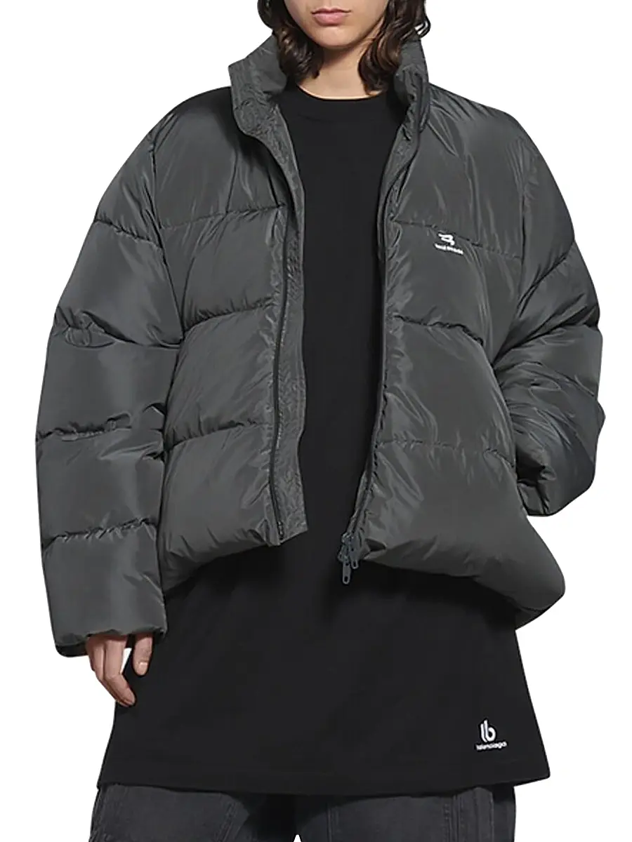 Balenciaga Women's Sporty B C-Shape Puffer Jacket - Grey | Thumbnail 3 Balenciaga Women's Sporty B C-Shape Puffer Jacket - Grey | Thumbnail 3