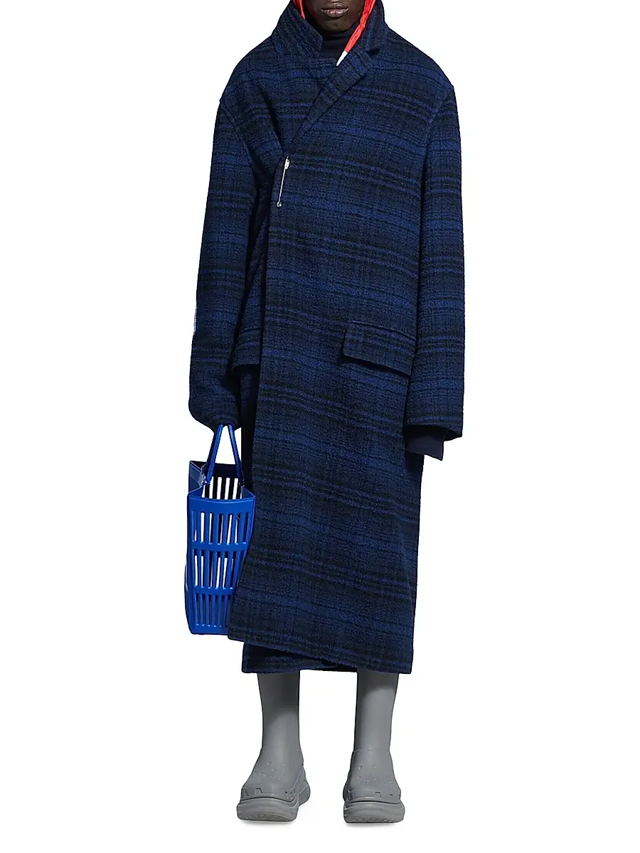 Balenciaga Men's Cocoon Coat - Indigo | Thumbnail 3 Balenciaga Men's Cocoon Coat - Indigo | Thumbnail 3