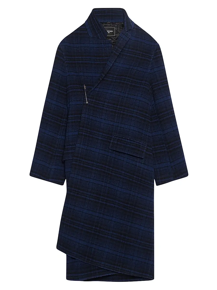 Balenciaga Men's Cocoon Coat - Indigo | Thumbnail 1 Balenciaga Men's Cocoon Coat - Indigo | Thumbnail 1