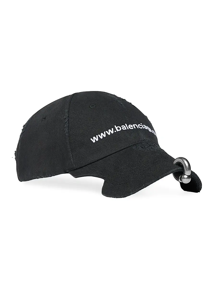 Balenciaga Men's Front Piercing Baseball Cap - Black Faded | Thumbnail 2