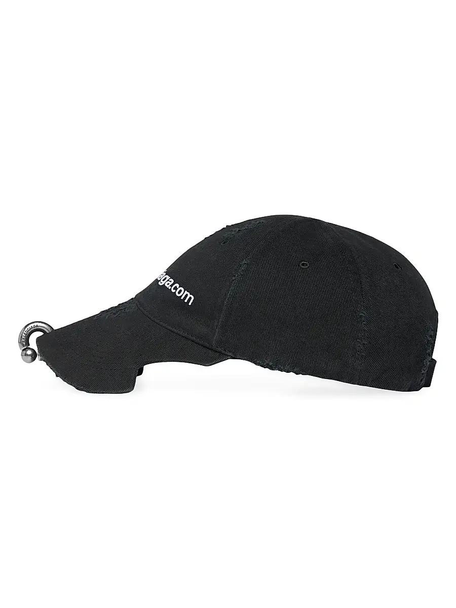 Balenciaga Men's Front Piercing Baseball Cap - Black Faded | Thumbnail 4