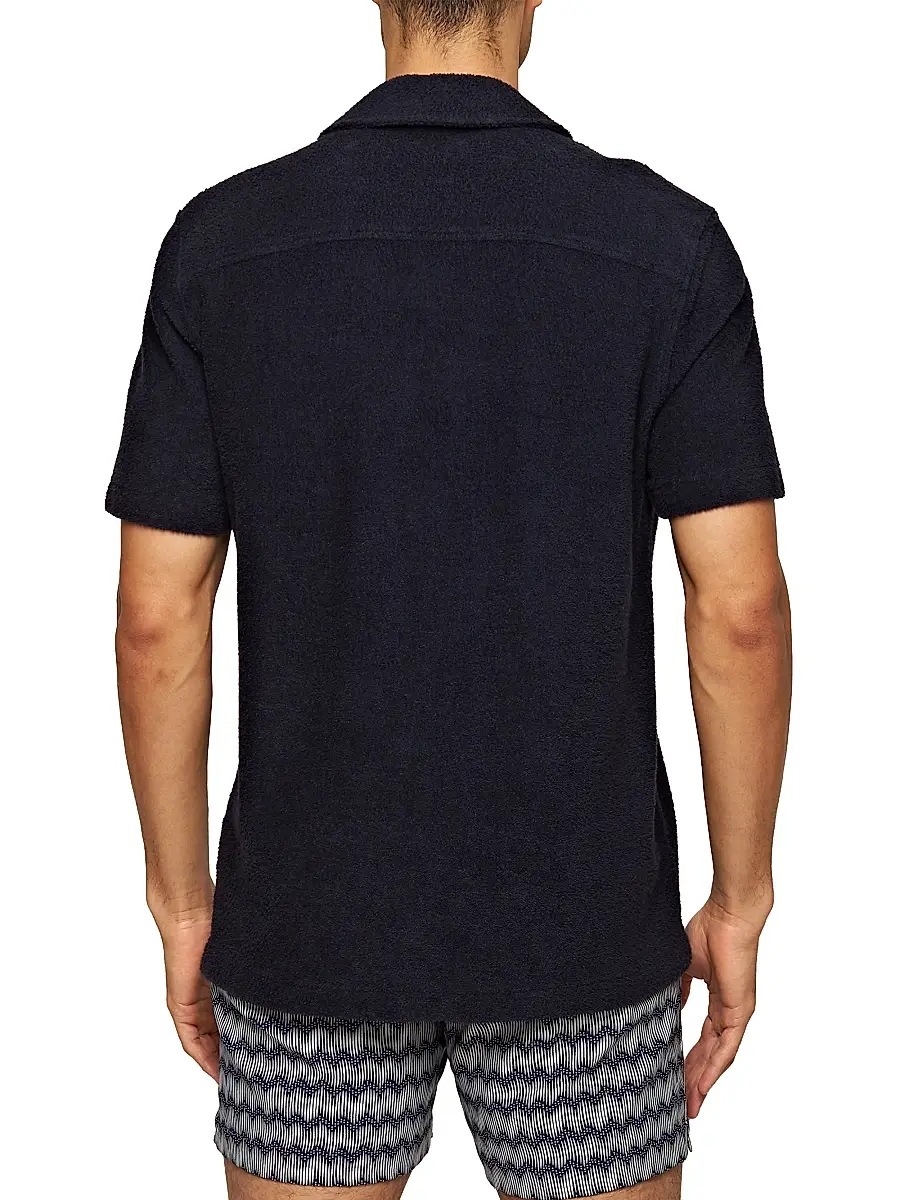 Orlebar Brown Men's Howell Button-Front Shirt - Night Iris | Thumbnail 4