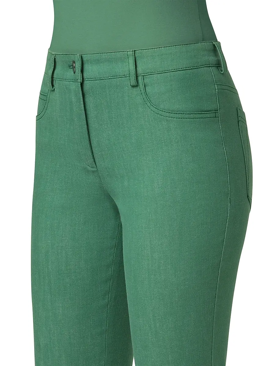 Akris Women's Magda Stretch-Denim Mid-Rise Slim-Leg Jeans - Pine Green | Thumbnail 5 Akris Women's Magda Stretch-Denim Mid-Rise Slim-Leg Jeans - Pine Green | Thumbnail 5