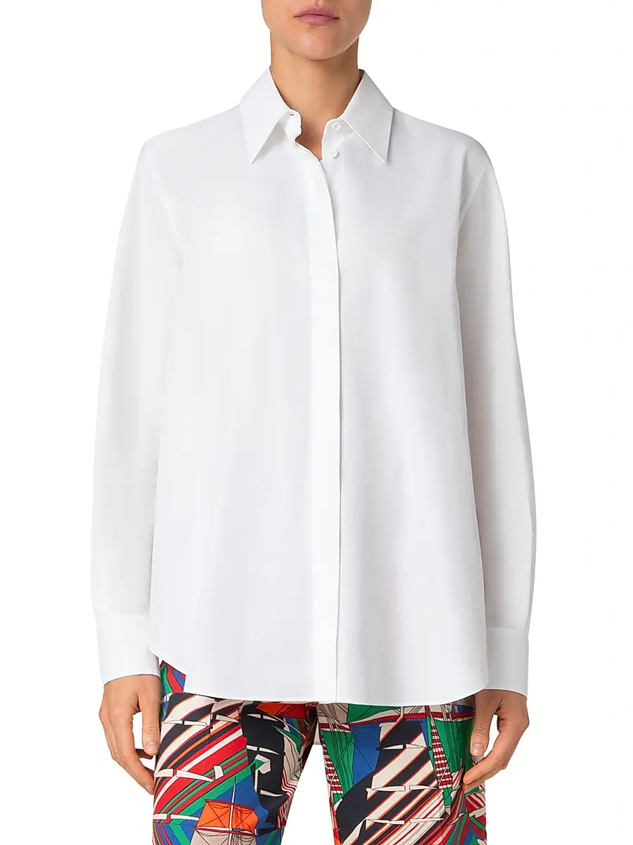 Akris punto Women's Cotton Poplin Button-Up Shirt - Cream | Thumbnail 4