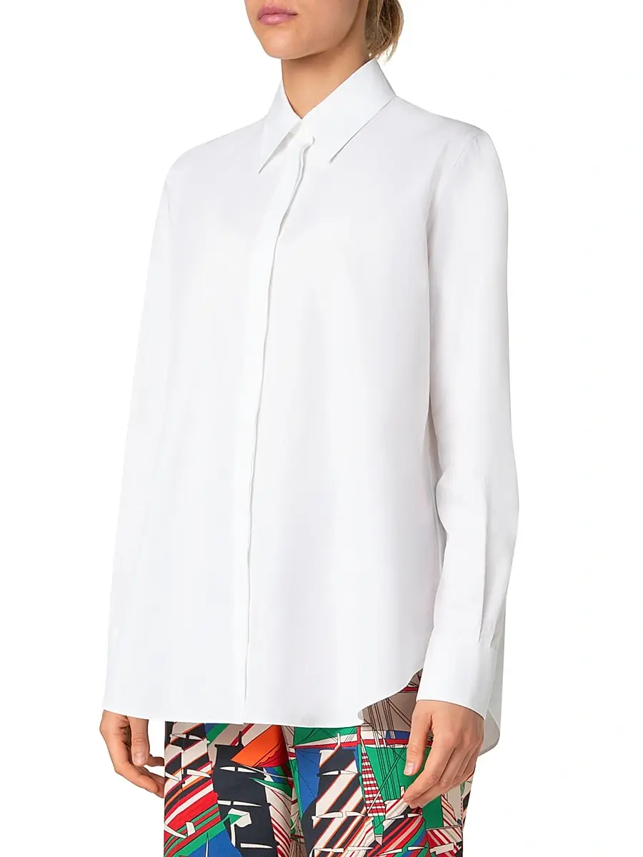Akris punto Women's Cotton Poplin Button-Up Shirt - Cream | Thumbnail 5