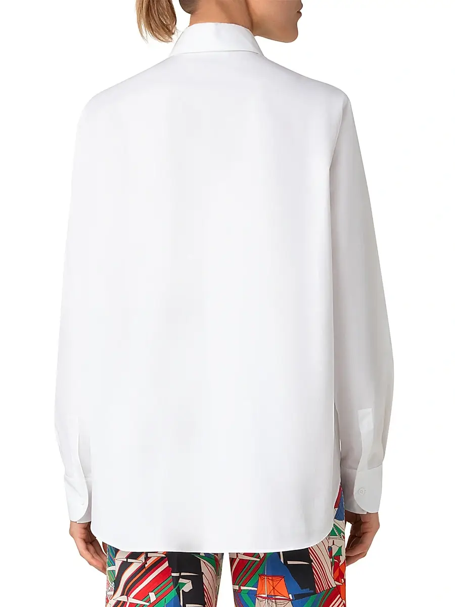 Akris punto Women's Cotton Poplin Button-Up Shirt - Cream | Thumbnail 6