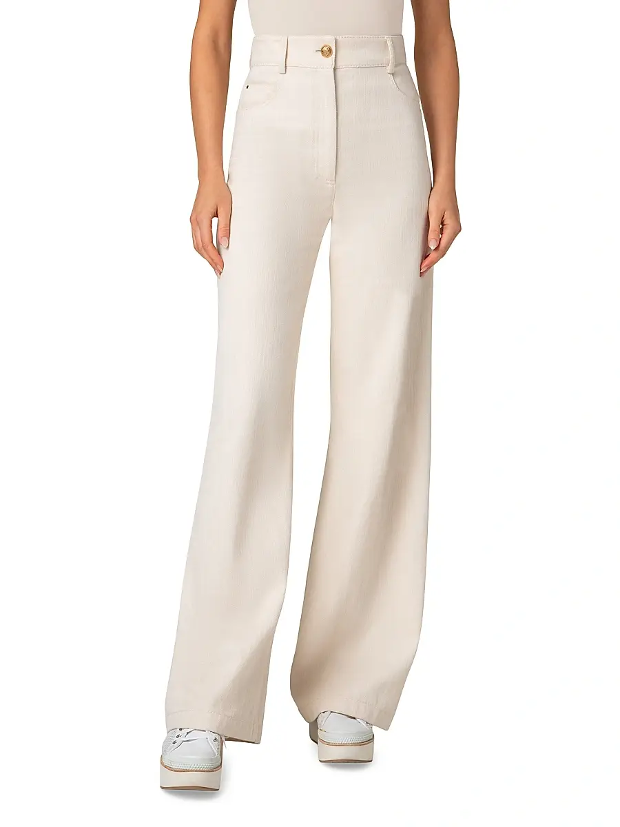 Akris punto Women's Cooper Cotton-Wool Wide-Leg Pants - Cashew | Thumbnail 2 Akris punto Women's Cooper Cotton-Wool Wide-Leg Pants - Cashew | Thumbnail 2