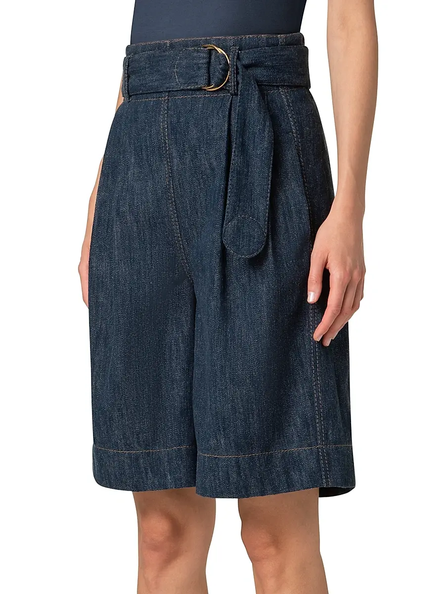 Akris punto Women's Fioretta Denim Bermuda Shorts - Navy Denim | Thumbnail 3