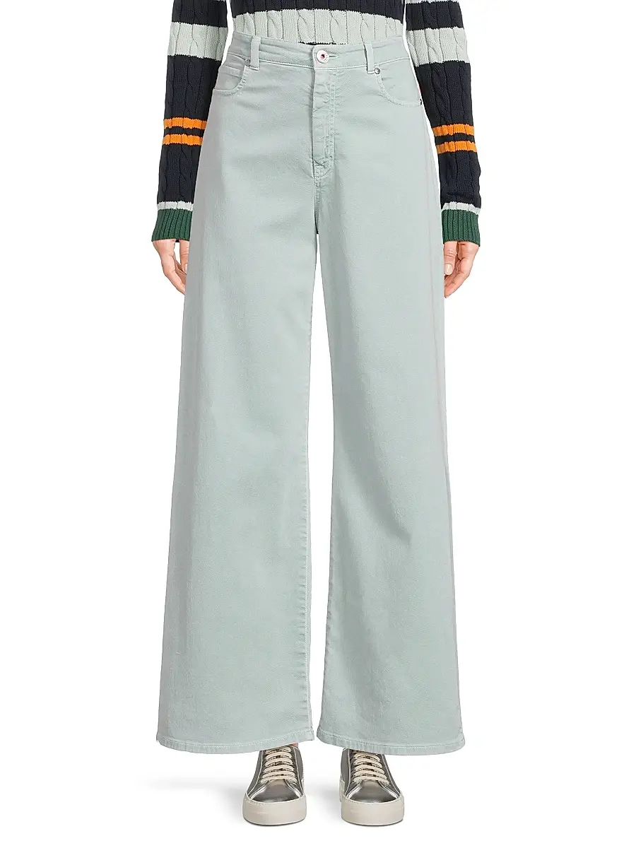 Weekend Max Mara Women's Medina Wide-Leg Mid-Rise Jeans - Pastel Green | Thumbnail 3