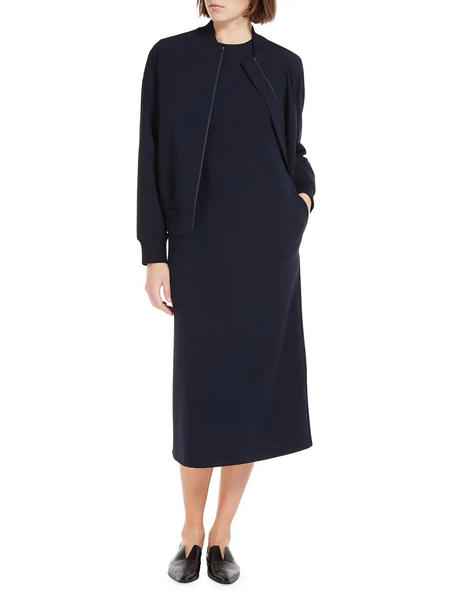Max Mara Leisure Women's Jersey Sleeveless Midi-Dress - Navy | Image 1 Max Mara Leisure Women's Jersey Sleeveless Midi-Dress - Navy | Image 1