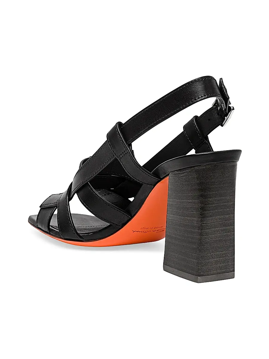 Santoni Women's 85MM Woven Leather Buckle Sandals - Black | Thumbnail 3 Santoni Women's 85MM Woven Leather Buckle Sandals - Black | Thumbnail 3